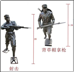背草帽拿槍人物銅雕塑 背草帽拿槍人物銅雕塑