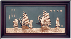 錦繡前程一帆風順紫銅浮雕 錦繡前程一帆風順紫銅浮雕