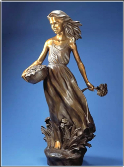 手拿花女孩人物銅雕塑 手拿花女孩人物銅雕塑