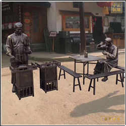 鑄銅關公 步行街商場門前吃飯銅雕塑