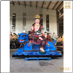 鑄銅關公 彩繪文殊普賢銅佛像批發廠