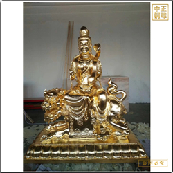 鑄銅關公 彩繪貼金文殊普賢坐像