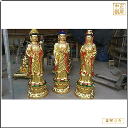 廠家訂制貼金西方三圣佛像 廠家訂制貼金西方三圣佛像