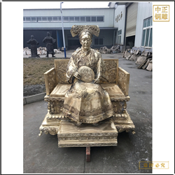 貼金慈禧太后人物銅雕塑 貼金慈禧太后人物銅雕塑