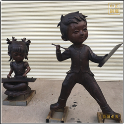 小男孩小女孩銅雕塑 小男孩小女孩銅雕塑