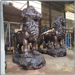 看門(mén)銅獅子鑄造圖片