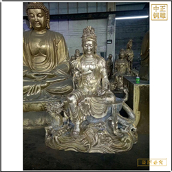 純銅文殊普賢像可定制 純銅文殊普賢像可定制