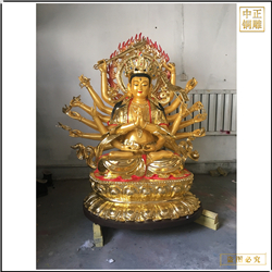 貼金鑄銅千手觀音菩薩雕像 貼金鑄銅千手觀音菩薩雕像