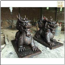 鑄銅關(guān)公 室外景觀銅獬豸雕塑擺件