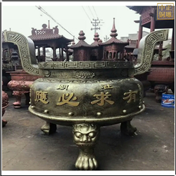 鑄銅關(guān)公 大號圓形銅香爐