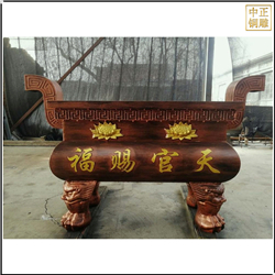 鑄銅關公 寺廟門前方形香爐雕塑