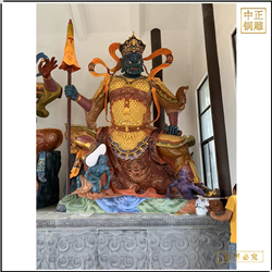 鑄銅關(guān)公 貼金彩繪黑臉四大天王銅佛像廠
