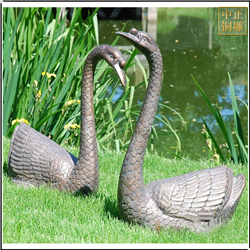 鑄銅關公 一對天鵝雕塑擺件