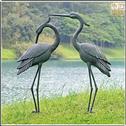 鑄銅關(guān)公 一對(duì)仙鶴銅雕塑