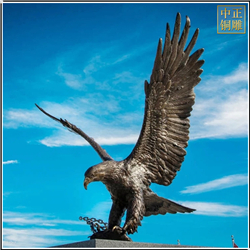 鑄銅關公 雄鷹展翅銅雕塑