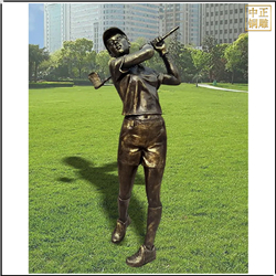 鑄銅關公 打高爾夫人物景觀雕塑