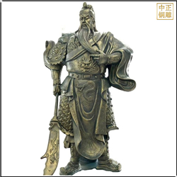 鑄銅關(guān)公 提刀捋胡子銅關(guān)公雕塑