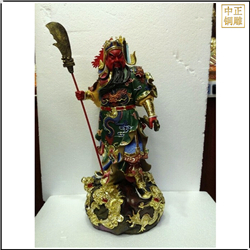 小型彩繪銅關公雕塑擺件 小型彩繪銅關公雕塑擺件