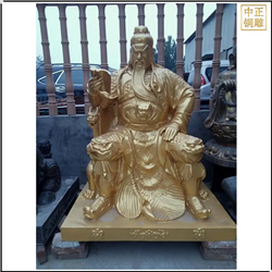 坐式黃銅關公像鑄造 坐式黃銅關公像鑄造