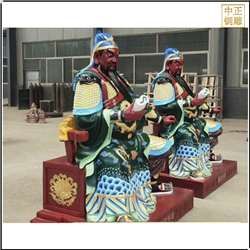 鑄銅關公 坐像看書彩繪關公雕塑