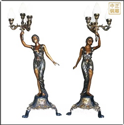 鑄銅關(guān)公 大型室外花園舉燈人物銅雕塑