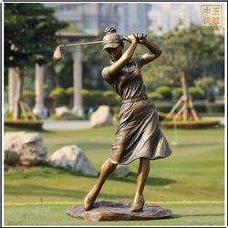 鑄銅關公 打高爾夫人物銅雕塑