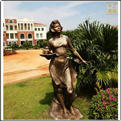 鑄銅關公 端茶盤景觀人物雕塑